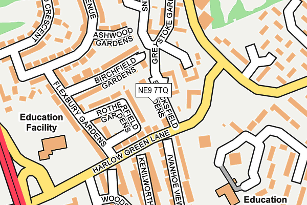 NE9 7TQ map - OS OpenMap – Local (Ordnance Survey)