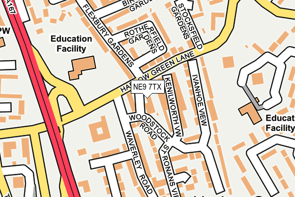 NE9 7TX map - OS OpenMap – Local (Ordnance Survey)