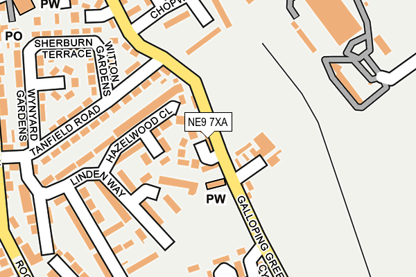 NE9 7XA map - OS OpenMap – Local (Ordnance Survey)