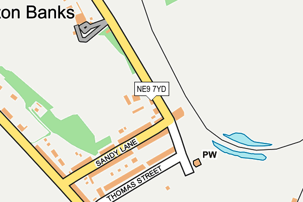 NE9 7YD map - OS OpenMap – Local (Ordnance Survey)