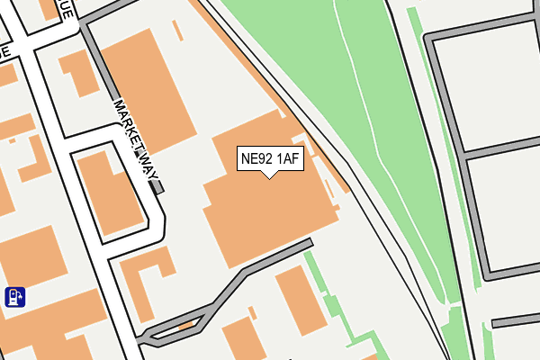NE92 1AF map - OS OpenMap – Local (Ordnance Survey)
