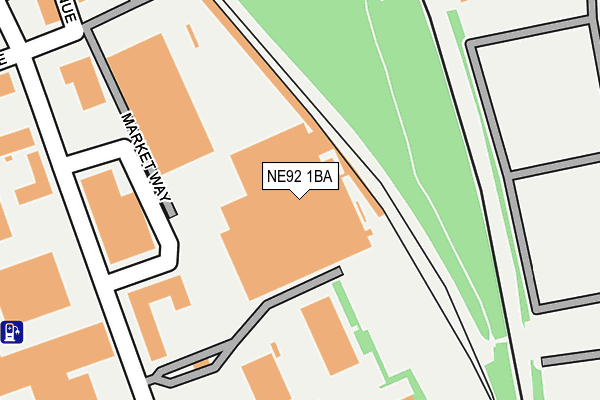 NE92 1BA map - OS OpenMap – Local (Ordnance Survey)