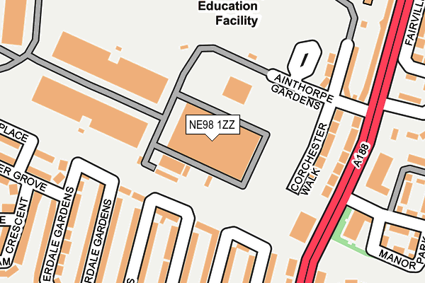NE98 1ZZ map - OS OpenMap – Local (Ordnance Survey)