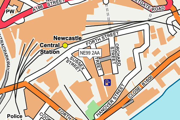 NE99 2AA map - OS OpenMap – Local (Ordnance Survey)