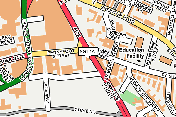 NG1 1AJ map - OS OpenMap – Local (Ordnance Survey)