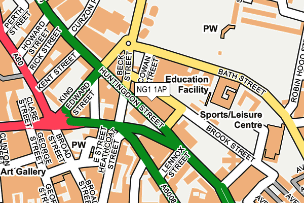 NG1 1AP map - OS OpenMap – Local (Ordnance Survey)