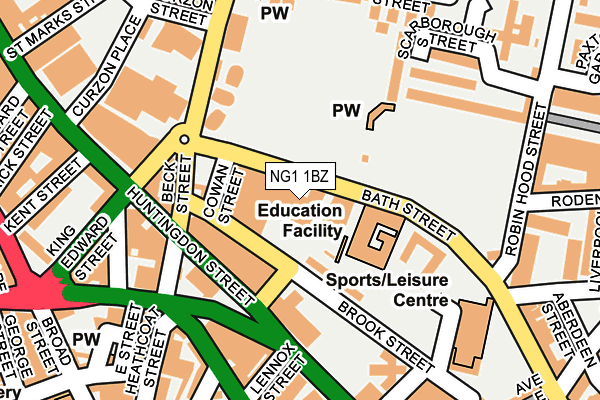 NG1 1BZ map - OS OpenMap – Local (Ordnance Survey)