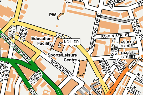 NG1 1DD map - OS OpenMap – Local (Ordnance Survey)
