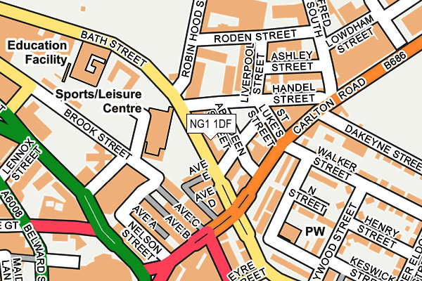 NG1 1DF map - OS OpenMap – Local (Ordnance Survey)