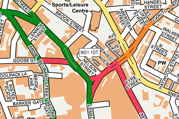 NG1 1DT map - OS OpenMap – Local (Ordnance Survey)