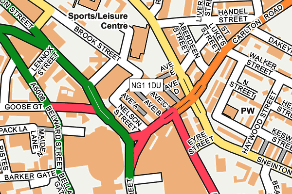 NG1 1DU map - OS OpenMap – Local (Ordnance Survey)