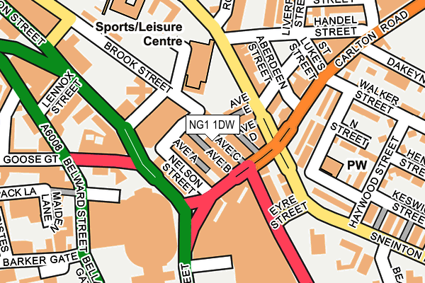 NG1 1DW map - OS OpenMap – Local (Ordnance Survey)