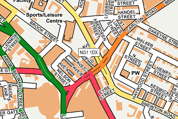 NG1 1DX map - OS OpenMap – Local (Ordnance Survey)