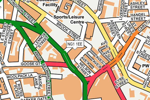 NG1 1EE map - OS OpenMap – Local (Ordnance Survey)