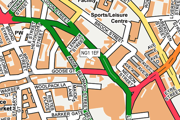 NG1 1EF map - OS OpenMap – Local (Ordnance Survey)