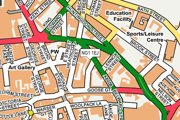 NG1 1EJ map - OS OpenMap – Local (Ordnance Survey)