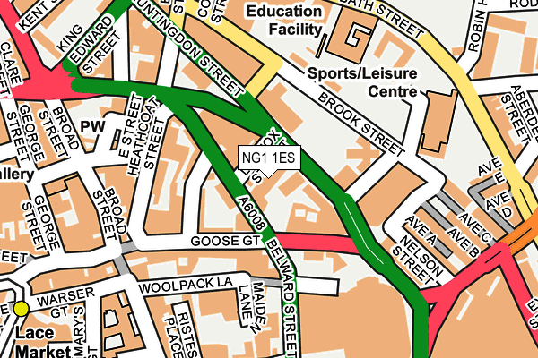 NG1 1ES map - OS OpenMap – Local (Ordnance Survey)