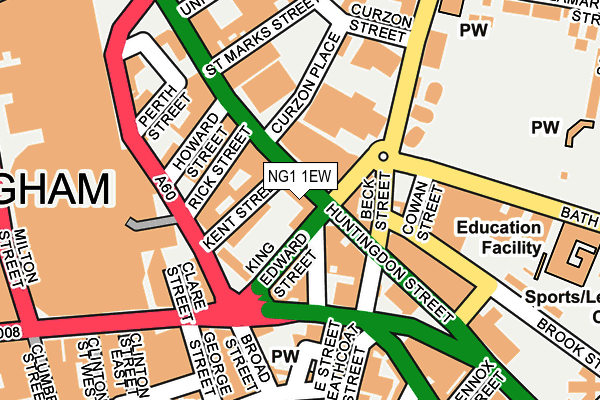 NG1 1EW map - OS OpenMap – Local (Ordnance Survey)