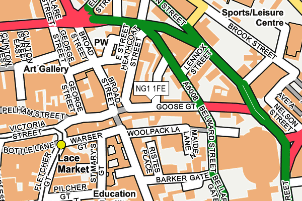 NG1 1FE map - OS OpenMap – Local (Ordnance Survey)