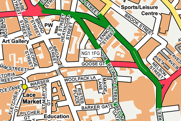 NG1 1FG map - OS OpenMap – Local (Ordnance Survey)