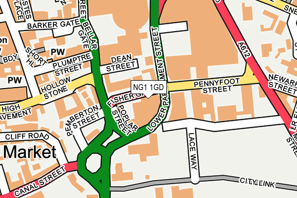 NG1 1GD map - OS OpenMap – Local (Ordnance Survey)