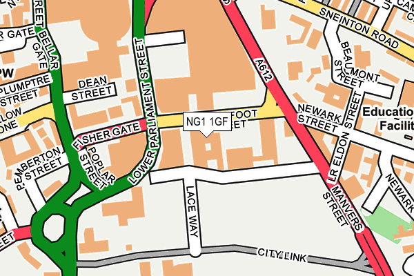 NG1 1GF map - OS OpenMap – Local (Ordnance Survey)