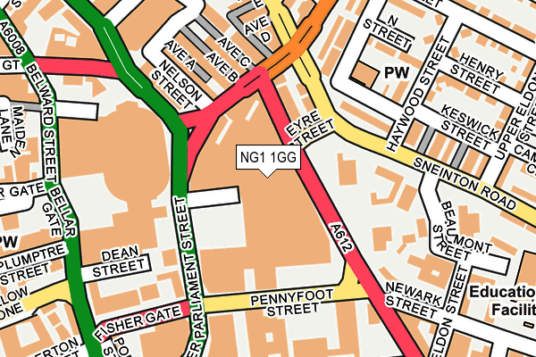 NG1 1GG map - OS OpenMap – Local (Ordnance Survey)