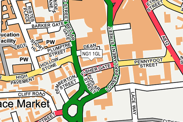 NG1 1GL map - OS OpenMap – Local (Ordnance Survey)