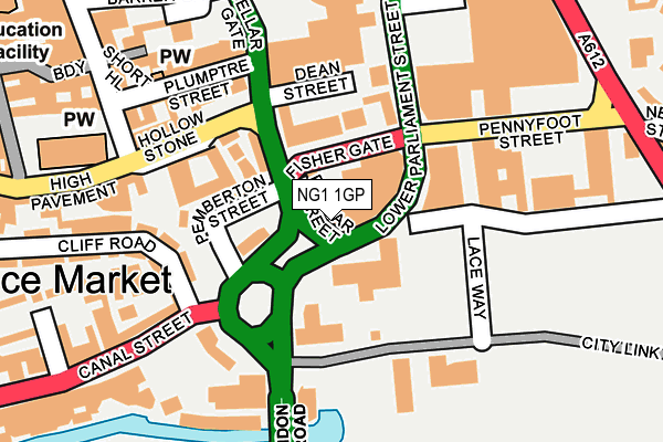 NG1 1GP map - OS OpenMap – Local (Ordnance Survey)