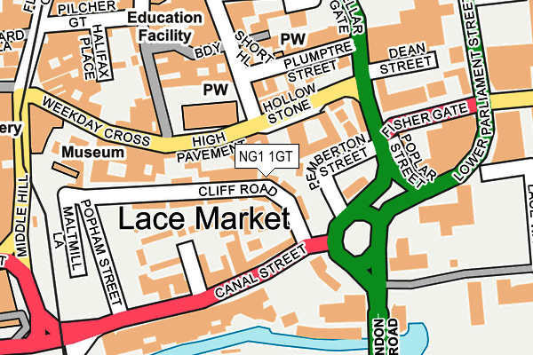 NG1 1GT map - OS OpenMap – Local (Ordnance Survey)