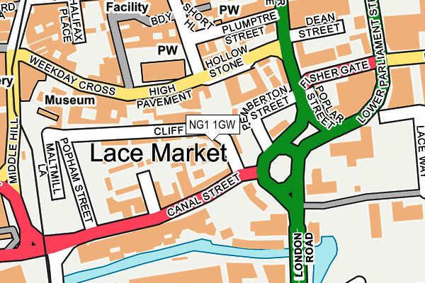 NG1 1GW map - OS OpenMap – Local (Ordnance Survey)