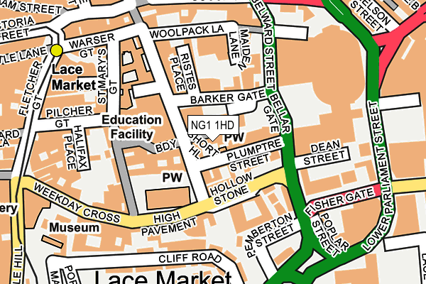 NG1 1HD map - OS OpenMap – Local (Ordnance Survey)