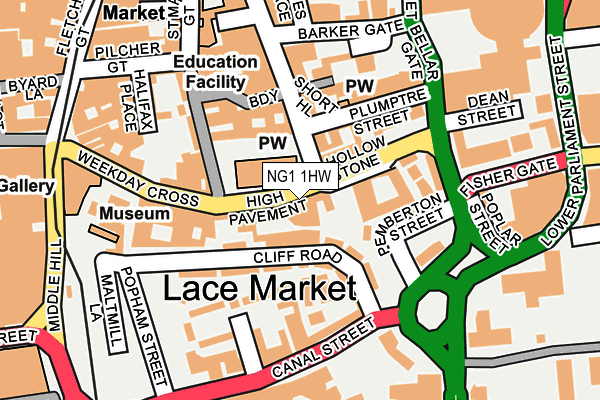 NG1 1HW map - OS OpenMap – Local (Ordnance Survey)