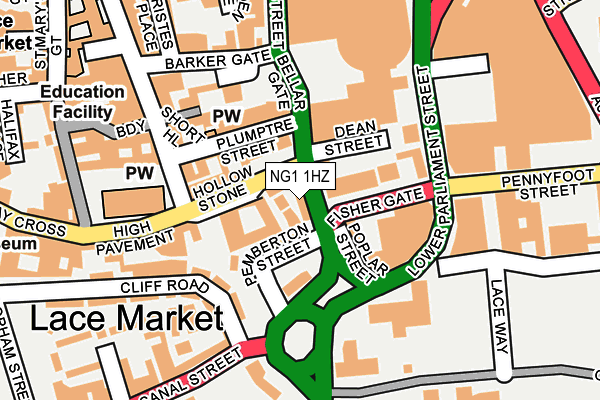 NG1 1HZ map - OS OpenMap – Local (Ordnance Survey)