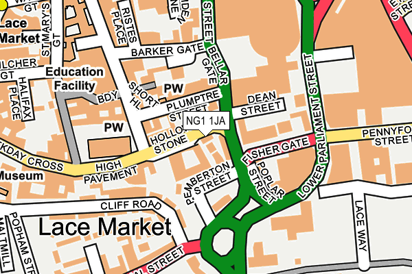 NG1 1JA map - OS OpenMap – Local (Ordnance Survey)