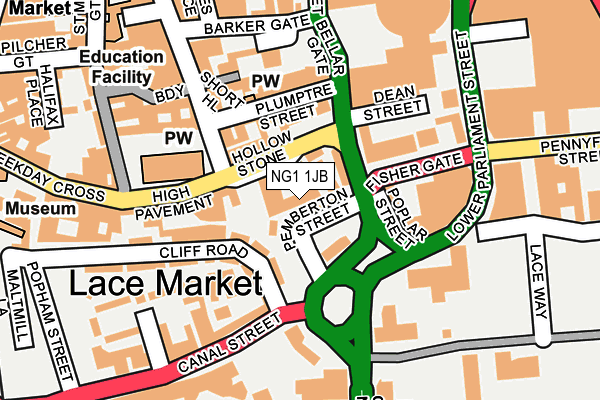 NG1 1JB map - OS OpenMap – Local (Ordnance Survey)