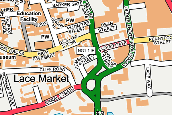 NG1 1JF map - OS OpenMap – Local (Ordnance Survey)