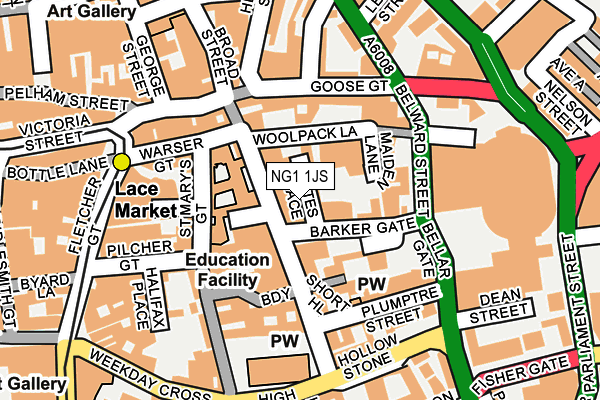 NG1 1JS map - OS OpenMap – Local (Ordnance Survey)