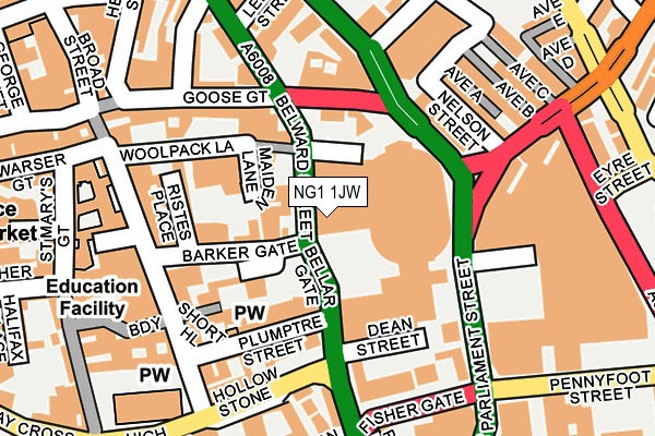 NG1 1JW map - OS OpenMap – Local (Ordnance Survey)