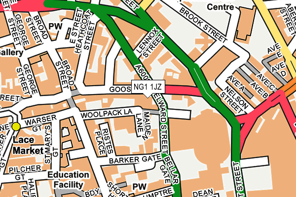 NG1 1JZ map - OS OpenMap – Local (Ordnance Survey)