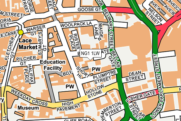 NG1 1LW map - OS OpenMap – Local (Ordnance Survey)