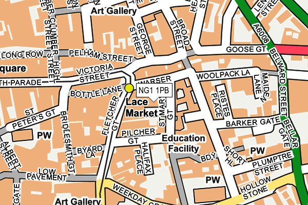 NG1 1PB map - OS OpenMap – Local (Ordnance Survey)