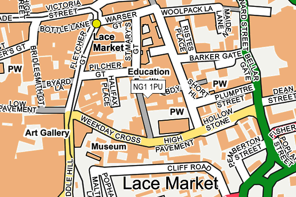 NG1 1PU map - OS OpenMap – Local (Ordnance Survey)