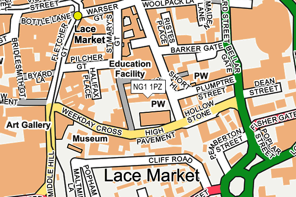 NG1 1PZ map - OS OpenMap – Local (Ordnance Survey)