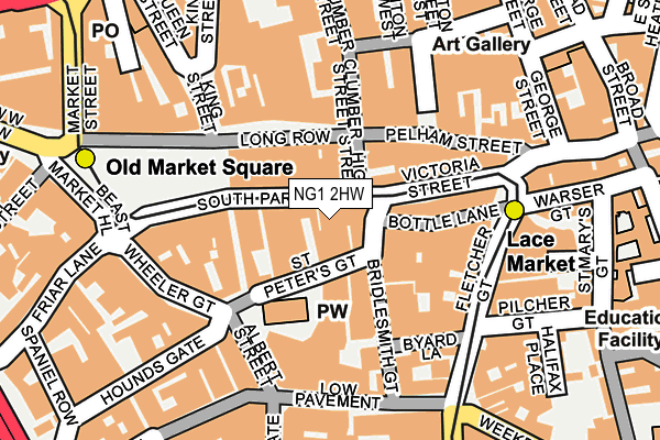 NG1 2HW map - OS OpenMap – Local (Ordnance Survey)
