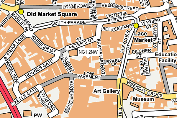 NG1 2NW map - OS OpenMap – Local (Ordnance Survey)