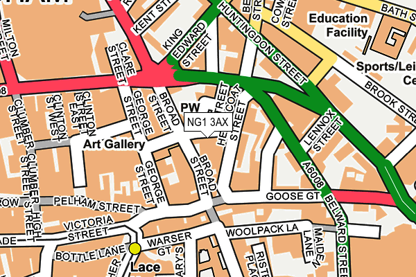 NG1 3AX map - OS OpenMap – Local (Ordnance Survey)