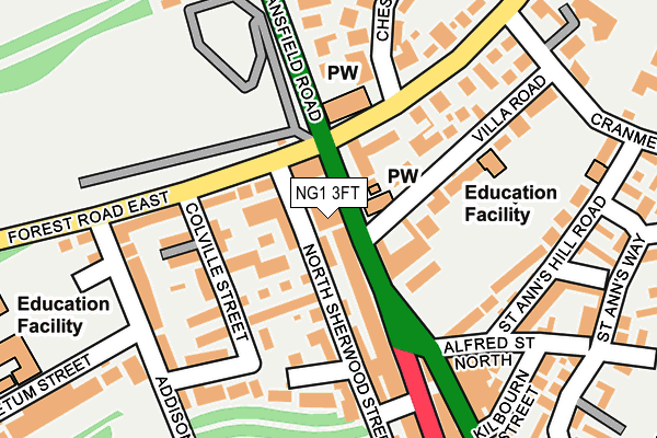 NG1 3FT map - OS OpenMap – Local (Ordnance Survey)