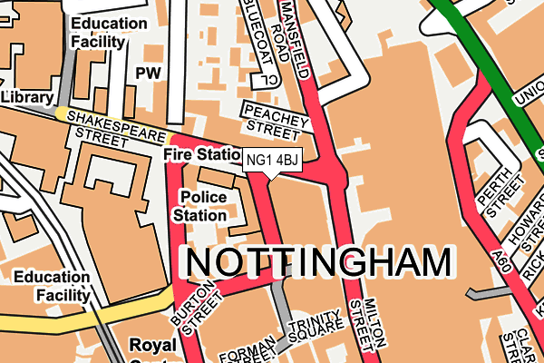 NG1 4BJ map - OS OpenMap – Local (Ordnance Survey)