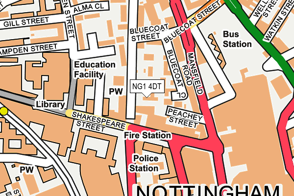 NG1 4DT map - OS OpenMap – Local (Ordnance Survey)